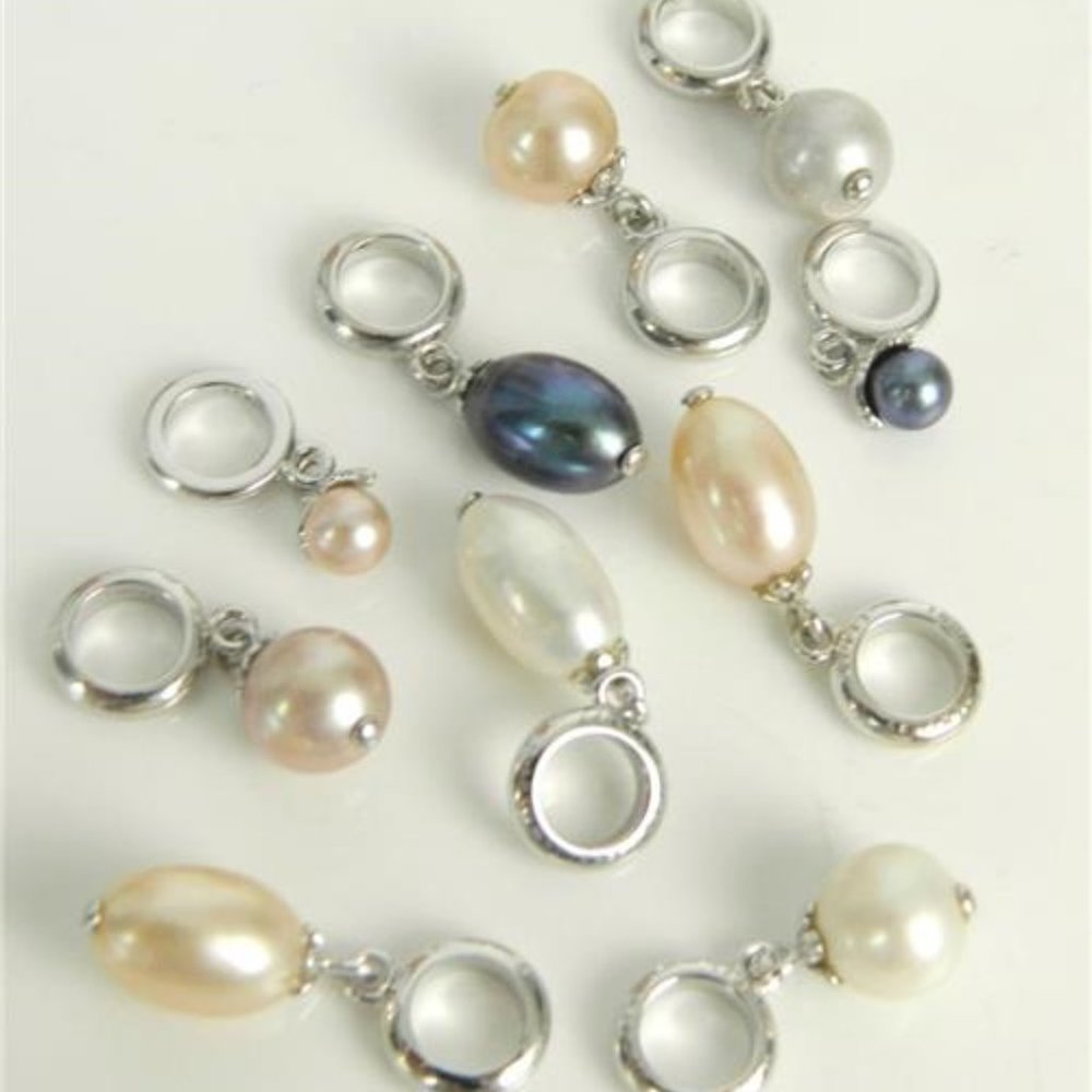 10pc ENDLESS Colorful Multi Pearl Sterling Charms